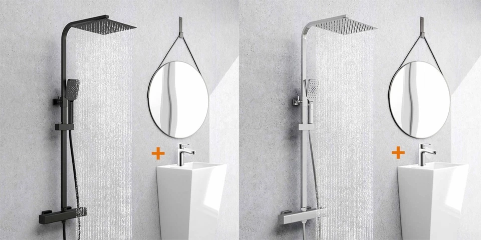 MISCELATORE TERMOSTATICO DOCCIA SOFFIONE 25X25CM+RUBINETTO DA BAGNO - Immagine 1 di 1