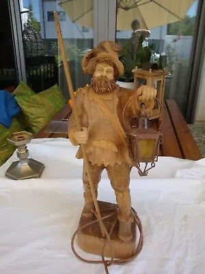 Nachtwächter Figur Mit Laterne, Holz Geschnitzt, 55 Cm Hoch • 56€
