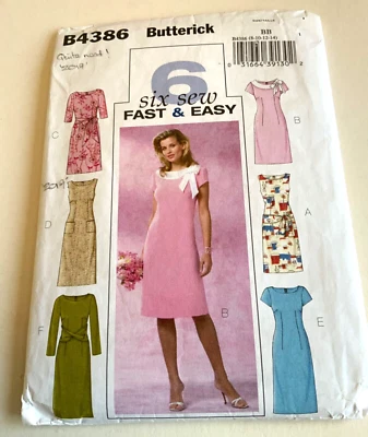 Butterick B4386 Sewing Pattern Dresses in 6 looks sizes 8-10 Cut From 2004 - Image 1 of 4