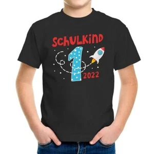 Kinder T-Shirt Jungen Schulkind 2022 Rakete Zahl 1 Geschenk zur Einschulung - Bild 1 von 8