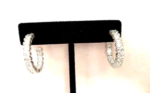 DIAMONIQUE CZ INSIDE OUT HOOP EARRINGS, STERLING SILVER (M47334-52) - Picture 1 of 6