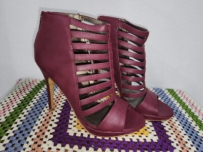 Zapatos Michael Antonio Correa Tacón Alto EE. UU. 10 Cremallera Bomba Granate Borgoña  Foto 1 de 4