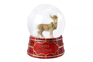 Musical Reindeer Stag Snow Globe Water Ball Plays Deck the Halls Merry Christmas - Picture 1 of 1