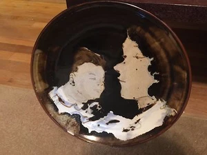 Decorative Charger Modern Design- BROWN- Man and Woman- Large- Heavy Plate - Picture 1 of 11