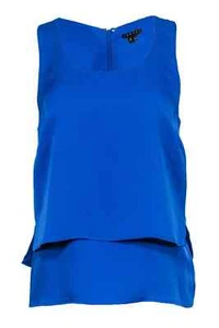 Theory bright blue double layer silk Satin tank top sz M EUC casual Chic - Picture 1 of 7