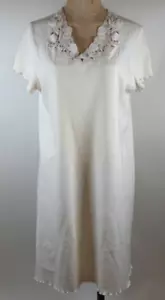 Serena Mediano Marfil Algodón Tejido Manga Corta Vestido de Noche Corto Encaje Cuello en V - Imagen 1 de 3