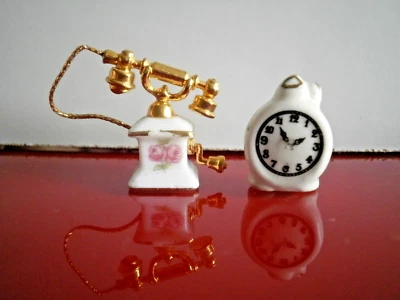 Reutter - Porzellan  - Miniaturen -Telefon und Uhr - 1:12 - Bild 1 von 4