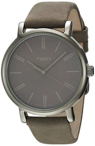 TIMEX TW2P96400 Unisex Analog Gunmetal Watch Grey Leather Strap - Picture 1 of 1