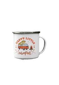 glücklicher kleiner Camper, Emailleschlüssel lustiger Campingbecher, Vatertag Geschenk - Bild 1 von 2