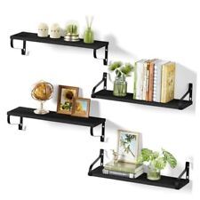  Floating Shelves for Wall Set of 4, 15.7 Inch Wood Wall Shelves with Black