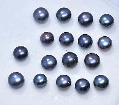 47.50 Ct Natural Tahitian Black Blue South Sea Pearl  18 Pcs Gems lot - Image 1 of 4