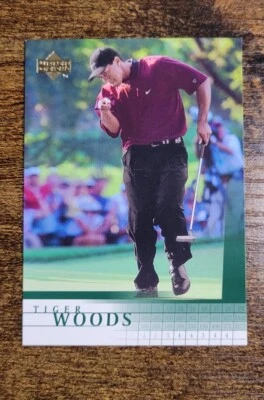 Tarjeta de novato Tiger Woods Upper Deck 2001 RC #1 GOAT Nike PGA Golf Salón de la fama de colección Foto 1 de 4