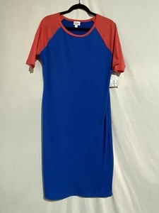 NEU LulaRoe Julia Damen LARGE Kleid ROYALBLAU & LACHSFARBEN Pullover - Bild 1 von 3