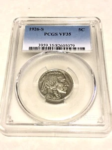 1926-S VF35 PCGS 5C Buffalo Nickel coin key date very good coin for the grade - Picture 1 of 2