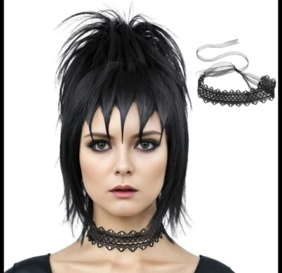 Black Wig with Bun and Choker for Women Black Wig with Bangs Costume Cosplay... - Image 1 of 4