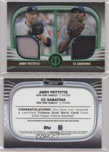 2022 Topps Tribute Dual Relics 2 Player Green /99 CC Sabathia Andy Pettitte