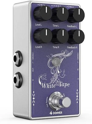 Donner White Tape Delay Effects Pedal With Echo Effect 2 Channels True Bypass - Image 1 of 4