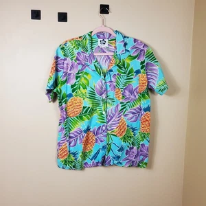 Vintage Hilo Hattie Vibrant Pineapple Kurzarm Hemd mit Knopfleiste Größe M - Bild 1 von 9