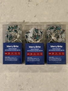 3 Merry Brite 30 Count Battery Operated Christmas Tree LED Lights NEW - Picture 1 of 8