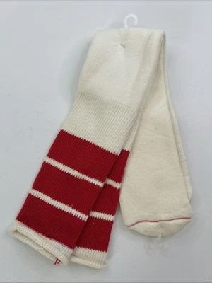 VTG Socks Tube 22" Ivory Red 90s 80's NOS USA Made Acrylic Football Sports - Image 1 of 4