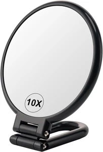 1X/10X Magnifying Handheld Mirror Double Sided, Foldable Travel Makeup Mirror, A - Picture 1 of 12