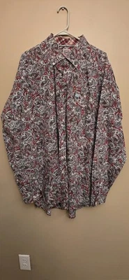 Camisa Occidental Cinch Talla 2XL Gris Granate Blanco Paisley Manga Larga Con Botones Foto 1 de 3