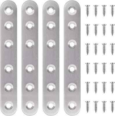 Soportes planos rectos de acero inoxidable de 28 piezas, soportes metálicos para madera (6,1X0,78I Foto 1 de 4