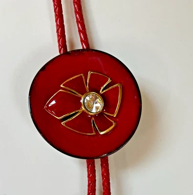 Red Bolo Tie for Men Women Red Synthetic Leather Cord Necktie Western Cowboy - Image 1 of 4