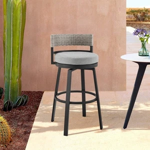 Armen Living 33 x 22 x 22 in. Bar Height Bar Stool in Aluminum with Wicker - Picture 1 of 1