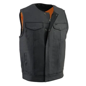 Chaleco de motocicleta para hombre negro sin cuello estilo club chaleco de cuero MLM3511 - Imagen 1 de 1
