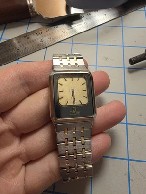 Rare Vintage Omega Equinoxe Reverso Two-Tone Ana-Digi Men’s Watch 1980s - READ  - Image 1 of 3