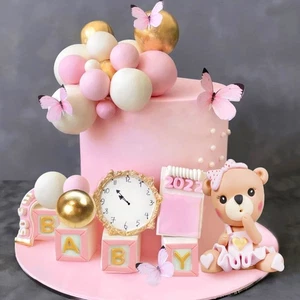 Toppers para pasteles de oso mini decoraciones para pasteles de oso rosa bebé letras adornos para pasteles Go... - Imagen 1 de 7