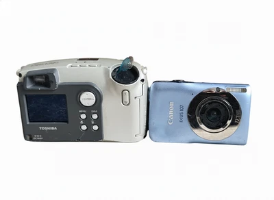 Toshiba PDR-M60 Canon IXUS 107 Blue Cameras Lot Untested For Parts Repair Faulty - Image 1 of 4