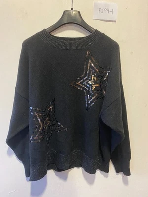 Made For FREEMANS Black Star Sequin Design Jumper Plus Size UK 20      (FJ99-1) - Image 1 of 4