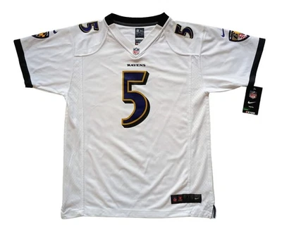Baltimore Ravens #5 JOE FLACCO 球衣 青少年 XL L 全新带标签 耐克 白色 — 第 1/4 张图片