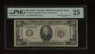 DBR 1934-A $20 FRN Hawaii Fr. 2305 PMG 25 Serial L68819686A - Image 1 of 2