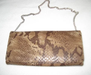 Rolfs City Serie Braun Python Clutch Silber Kette Riemen Neu mit Etikett - Bild 1 von 4