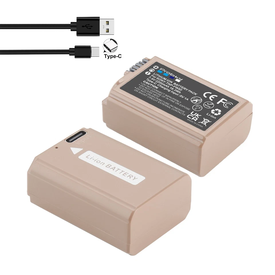 Batería de carga tipo C NP-FW50 para Sony A6000 A6400 A7 A7II A7RII - Imagen 1 de 4