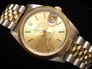Rolex Date 15223 Orologio Uomo Acciaio Oro 18K Cinturino Giubileo Quadrante Champagne - Foto 1 di 6