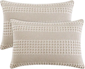 100% Cotton Waffle Pillow Shams King Size, 2 Pack 20" X 36" Soft Skin-Friendly P - Picture 1 of 12