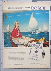 Anuncio de cigarrillos Tareyton estampado vintage Diane Bultinck vela decoración náutica 1952 - Imagen 1 de 3