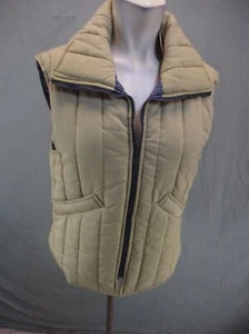 NWT MARTI MERRITT Size M Womens Beige Full Zip Stand Collar Insulated Vest 222 - Picture 1 of 10