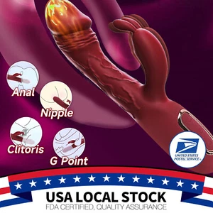 Big Dildo Rabbit Vibrator Clit G-Spot Heating Massager Anal Sex Toys For Couples - Picture 1 of 9