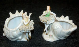 Pair of Lace Tutu BALLERINA ~ Vtg 3" Porcelain FIGURINES w Cups ~ Ucagco ~ Japan - Picture 1 of 10