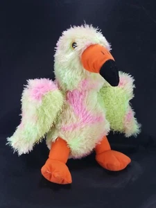 Plush Amazon Parrot Bird Pastel Colors Orange Beak Stuffed Animal Green Pink 12" - Picture 1 of 6