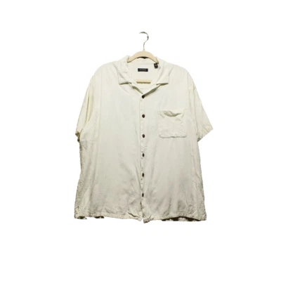CLUB ROOM Shirt Men's Size XL Rayon Button Up Short Sleeve Coconut Pattern Ivory - Image 1 of 4