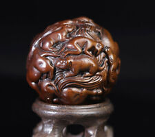 GY084 - 4.5 CM Carved Boxwood Netsuke Figurine Carving- 12 Zodiac Animals Ball
