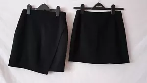 2 X Ladies Black Mini Skirts. 15-16 Inches Long. Size 8. New Look/Unbranded. - Picture 1 of 5