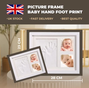Picture Frame Baby Hand Foot Print Clay Cast Kit Christening/Baby Shower Gift - Picture 1 of 10