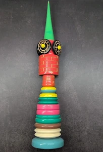 Vintage UdSSR Kreml Russischer Uhrturm Kinder Holz Stapel Spielzeug Volkskunst LESEN - Bild 1 von 14